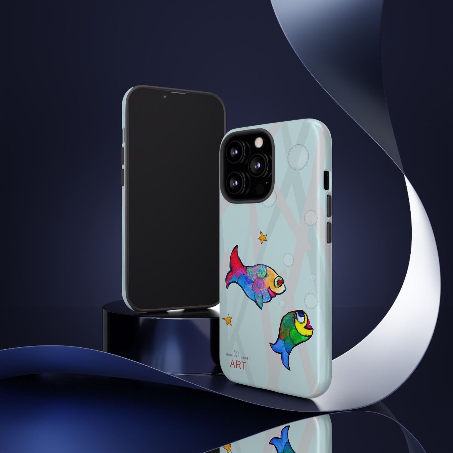 Tough Cases - iPhone - Motiv: "Fische", Mikado blau