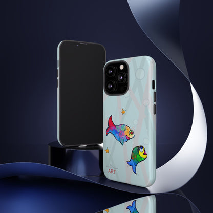 Tough Cases - iPhone - Motiv: "Fische", Mikado blau