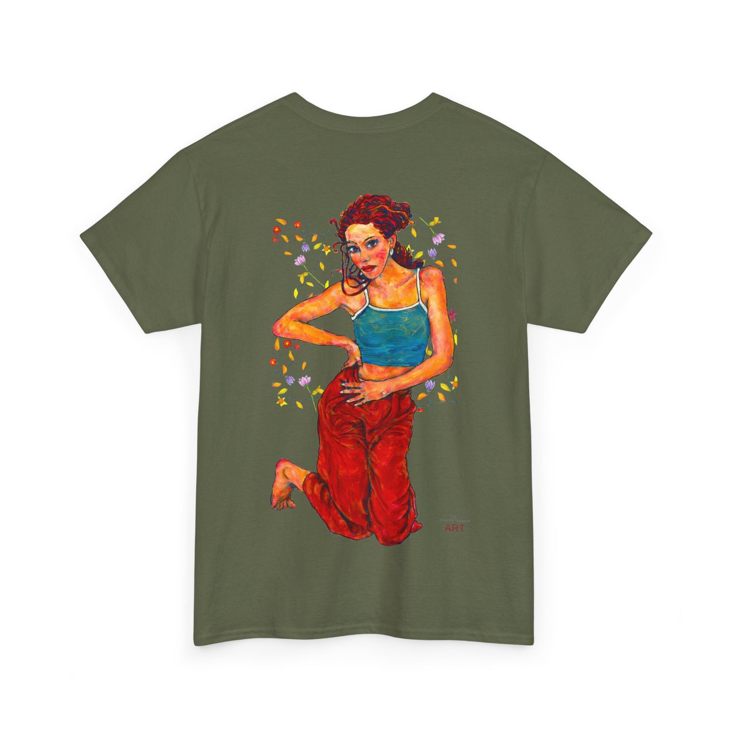 Unisex Heavy Cotton Tee - Motiv: Front, Lea, Ranken, H 13cm & Rückseite, Lea, Ranken, H 40,45 cm, Neck Label