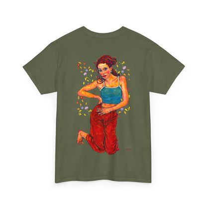 Unisex Heavy Cotton Tee - Motiv: Front, Lea, Ranken, H 13cm & Rückseite, Lea, Ranken, H 40,45 cm, Neck Label