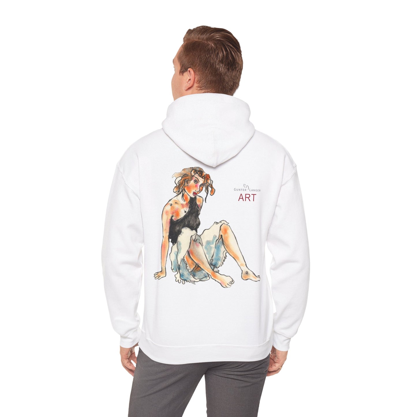 Unisex Heavy Blend™ Hooded Sweatshirt - Motiv Frontseite "Rosa", H 28 cm & Rückseite "Rosa", H 34 cm