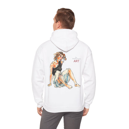 Unisex Heavy Blend™ Hooded Sweatshirt - Motiv Frontseite "Rosa", H 28 cm & Rückseite "Rosa", H 34 cm