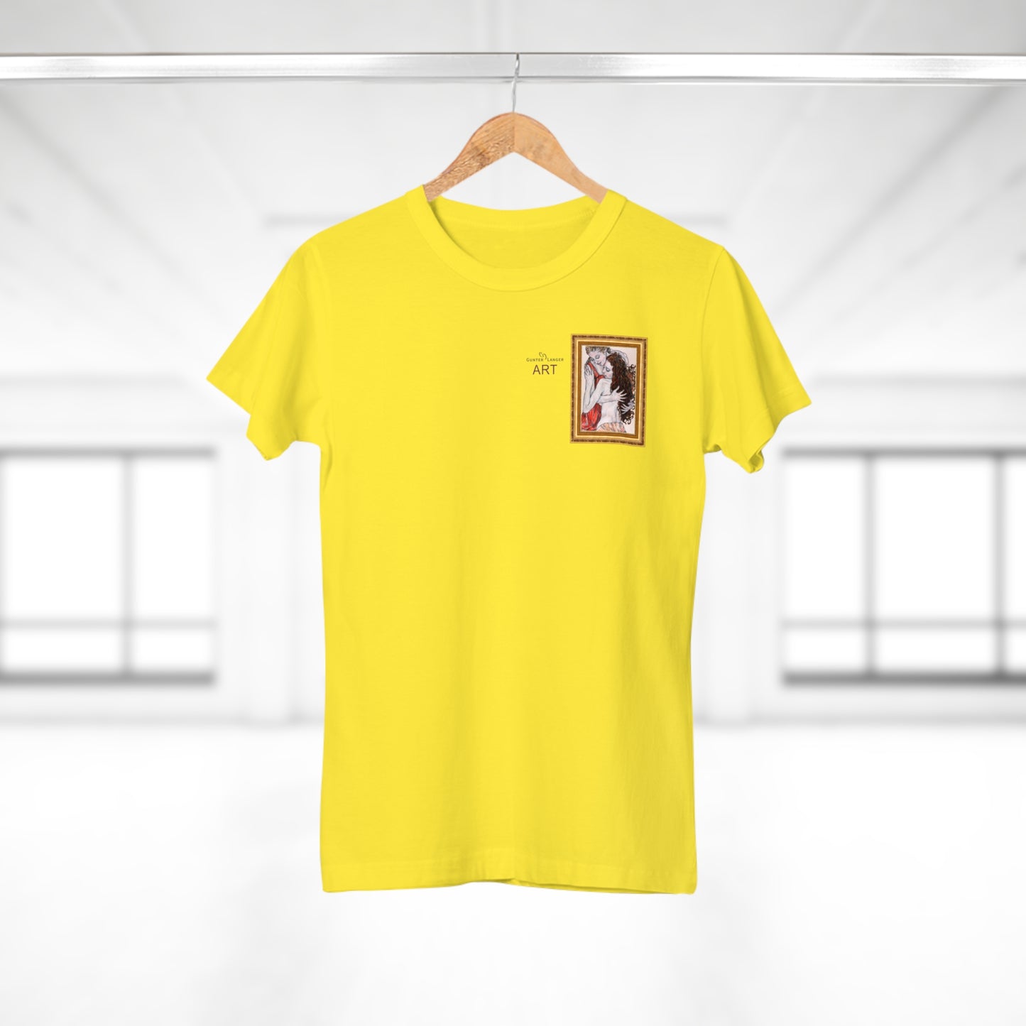 Single Jersey Women's T-shirt - hell - Motiv: Bei dir, H 11 cm