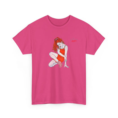 Unisex Heavy Cotton Tee - Motiv:  Front Julia, H25 cm & Rückseite Julia, H 49 cm
