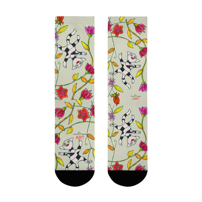 Sublimation Crew Socks (EU) - Motiv: Katze fliegt durch Ranken M