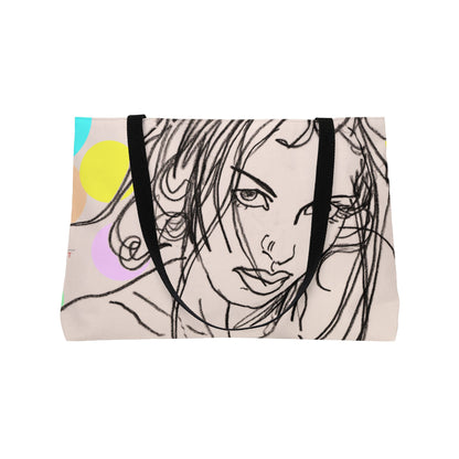 Weekender Tote Bag - Motiv  Front Bea & Rückseite Rosalie, Farbiger Hintergrund