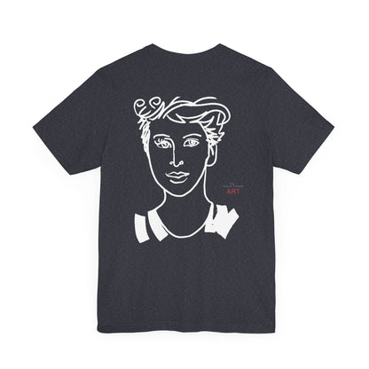 Unisex Jersey Short Sleeve Tee - Motiv: Front H 24,5 cm Lars.  & Rückseite Lars, H 38 cm (weiß)