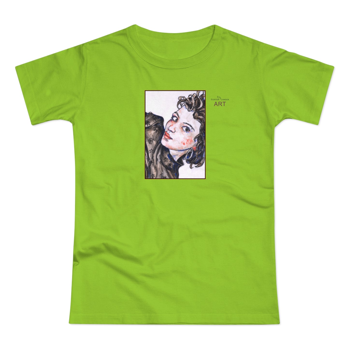 Single Jersey Women's T-shirt - hell - Motiv: Front Annette, H 20 cm & Rückseite Annette, H 35,56 cm
