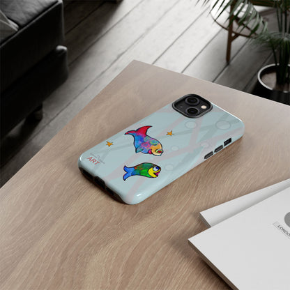 Tough Cases - iPhone - Motiv: "Fische", Mikado blau
