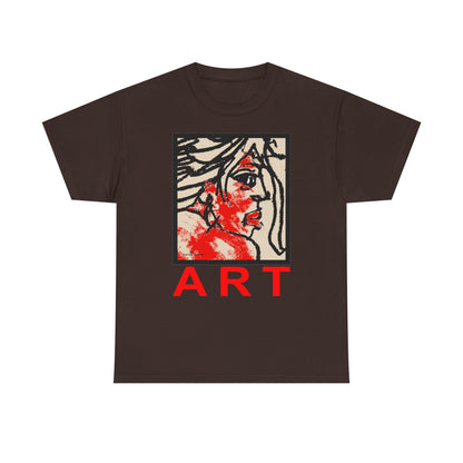 Unisex Heavy Cotton Tee - Motiv: Front, Ria mit Art Rot, H 40 cm
