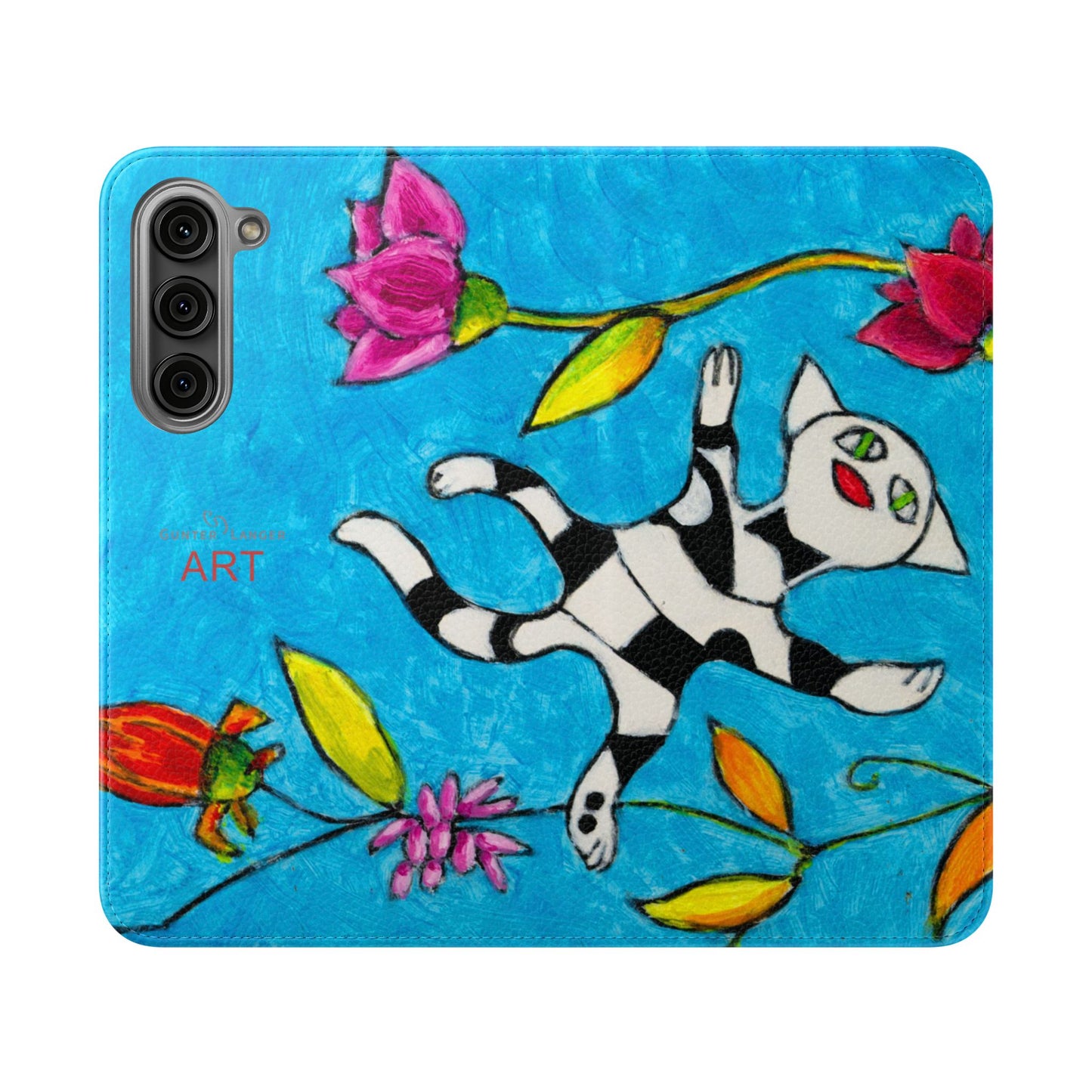 Flip Cases - Motiv: Gescheckte Katze schwebt