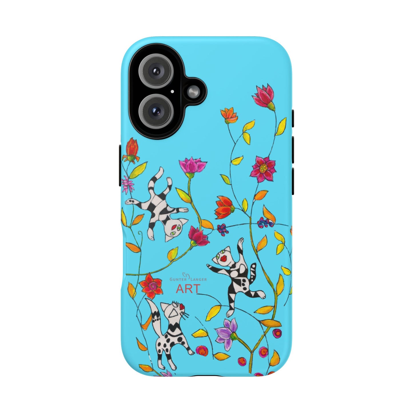 Tough Cases - iPhone - Motiv: Karierte Katzen, blau