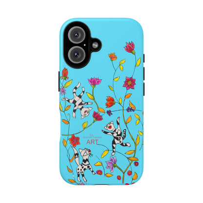 Tough Cases - iPhone - Motiv: Karierte Katzen, blau
