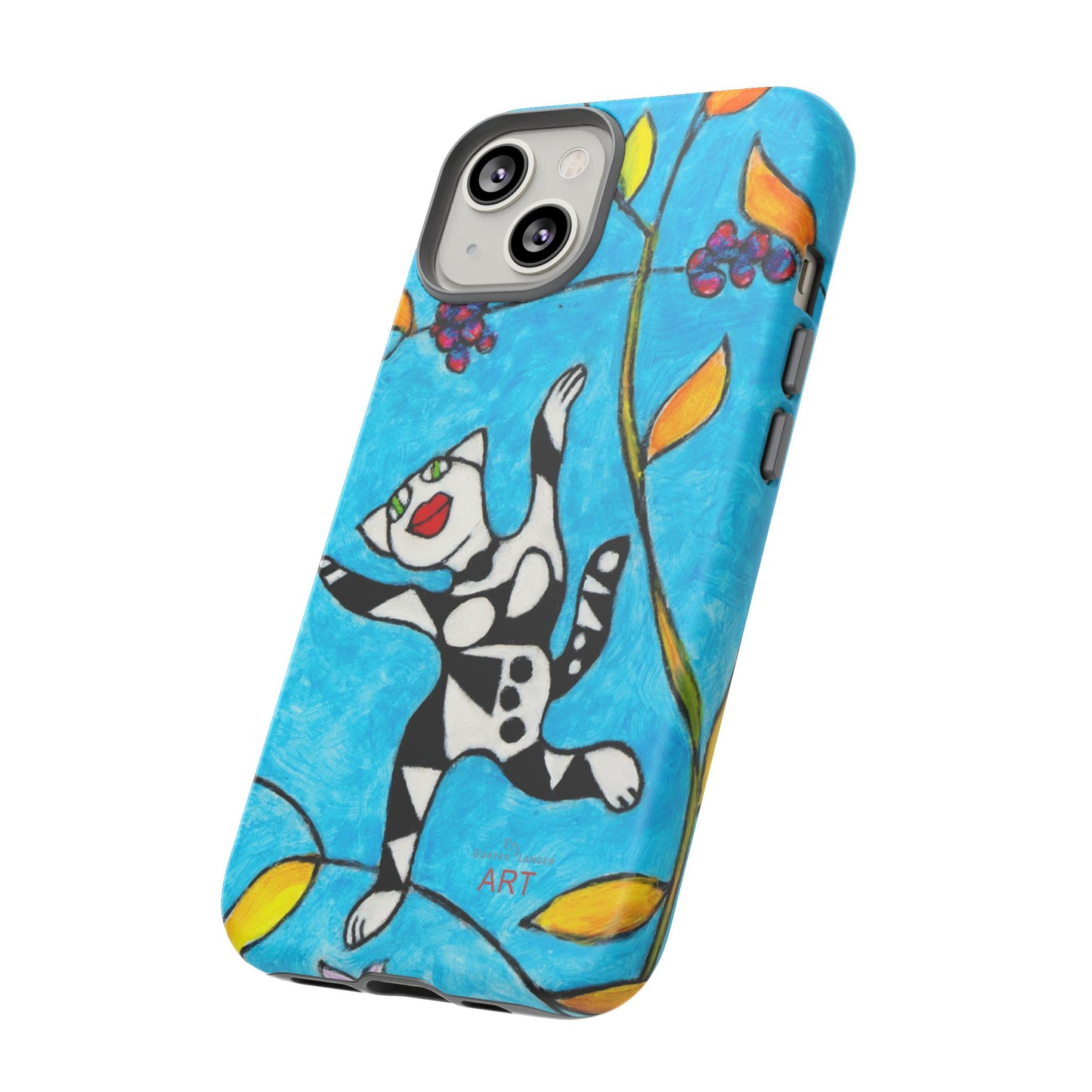 Tough Cases - iPhone - Motiv: Karierte Katze hüpft