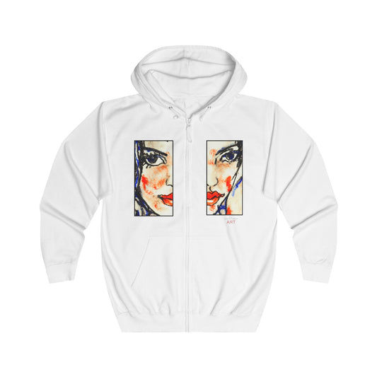 Unisex Full Zip Hoodie - Motiv: Front Kira (Ausschnitt H 23,5 cm) & Rückseite Kira H 46 cm