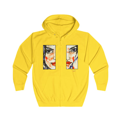 Unisex Full Zip Hoodie - Motiv: Front Kira (Ausschnitt H 23,5 cm) & Rückseite Kira H 46 cm