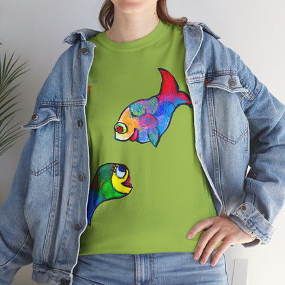 Unisex Heavy Cotton Tee - Motiv: Front Zwei Fische zueinander