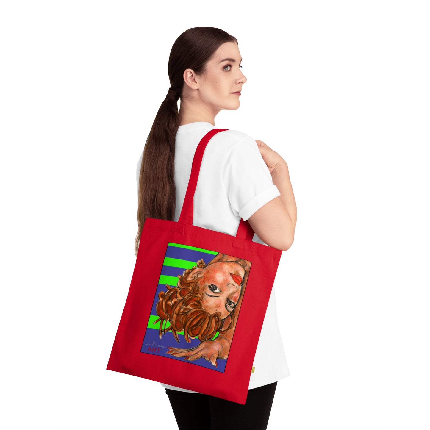 Organic Cotton Tote Bag - Motiv: Sylvia (violett),  einseitig bedruckt, H 30 cm