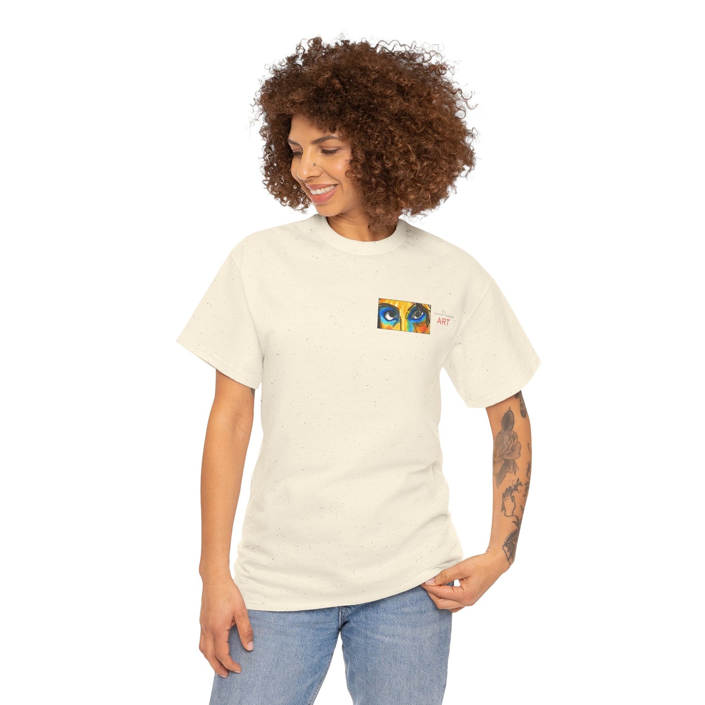 Unisex Heavy Cotton Tee - Motiv Augen & Frechdax, Neck Label