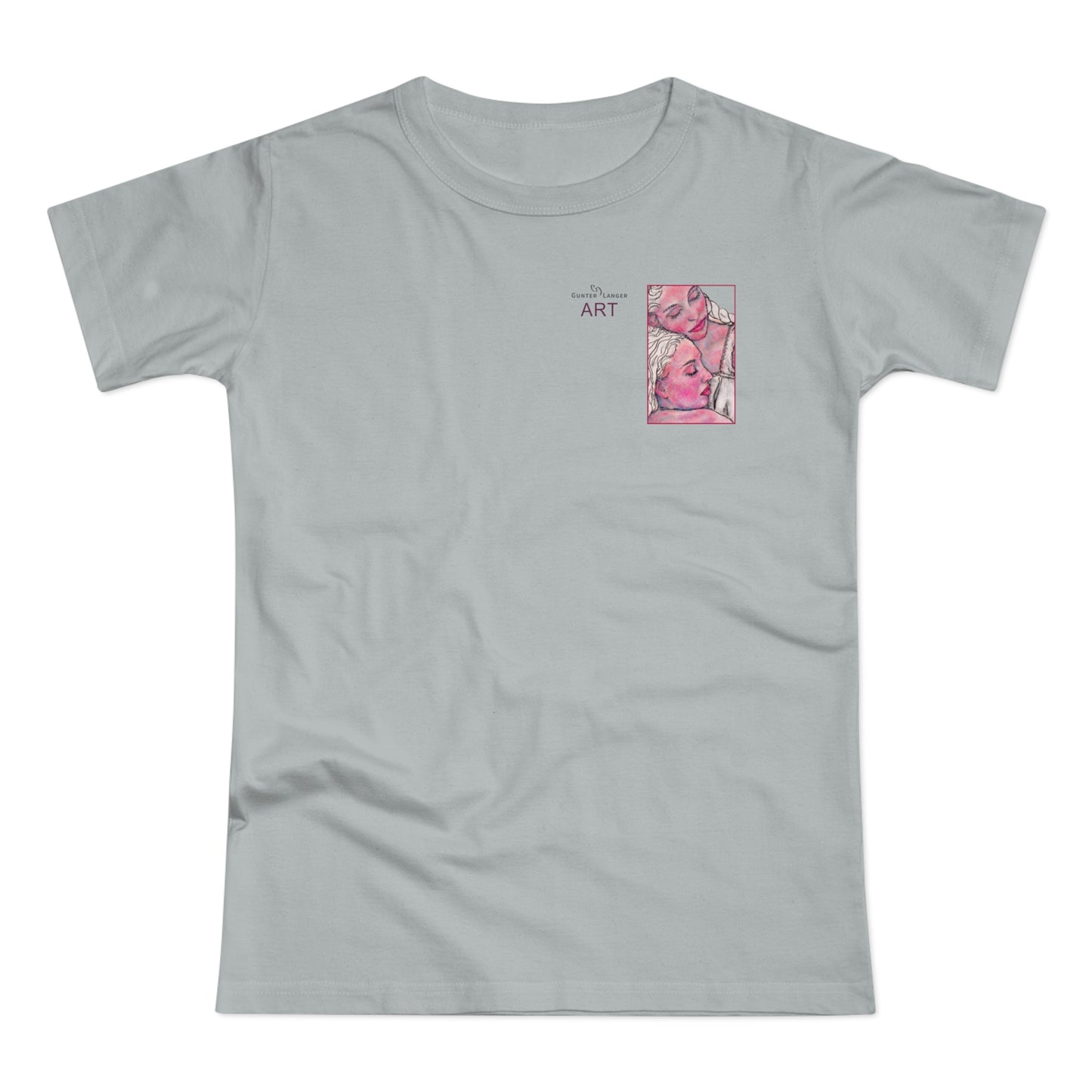 Single Jersey Women's T-shirt - hell - Motiv: Zuflucht, Ausschnitt, H 10 cm