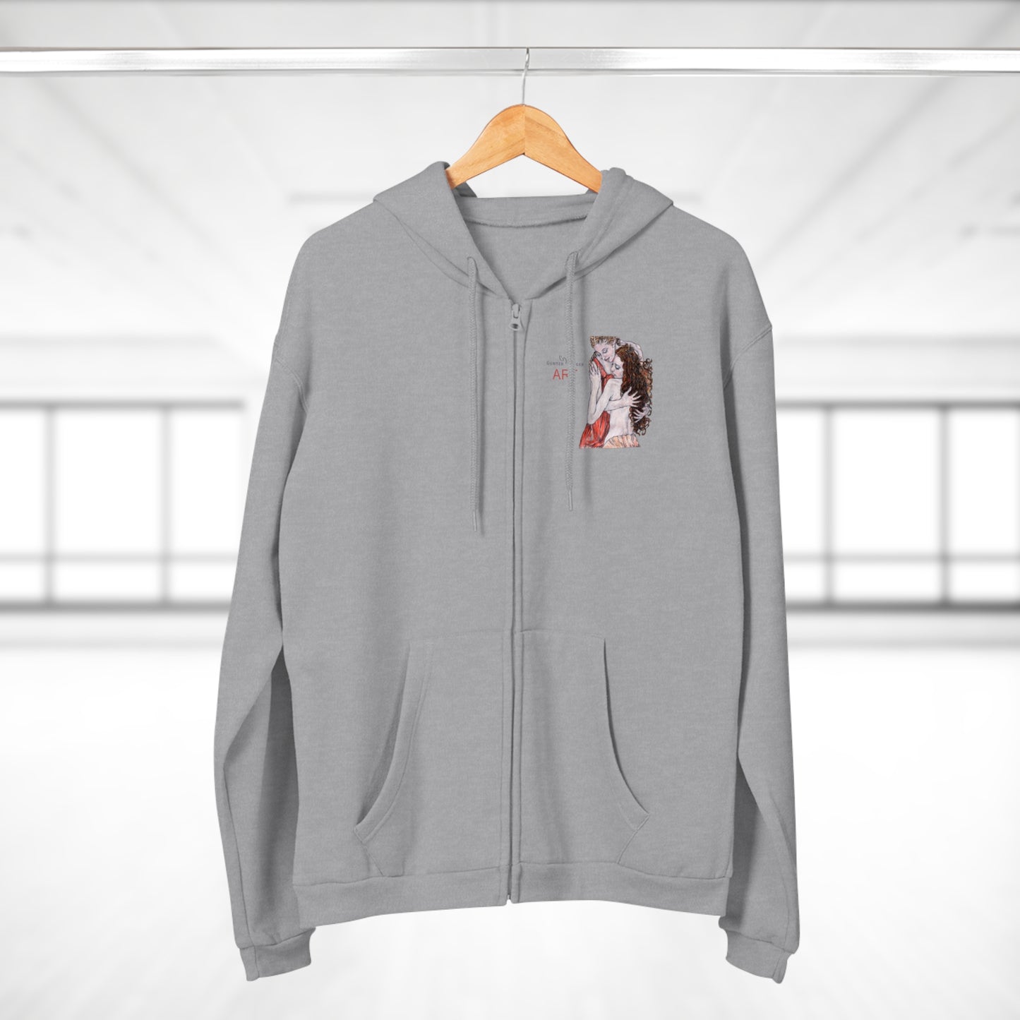 Unisex Hooded Zip Sweatshirt - Motiv: Front Bei dir, H 11 cm & Rückseite Bei dir, H 49 cm