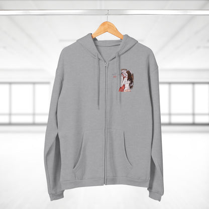 Unisex Hooded Zip Sweatshirt - Motiv: Front Bei dir, H 11 cm & Rückseite Bei dir, H 49 cm