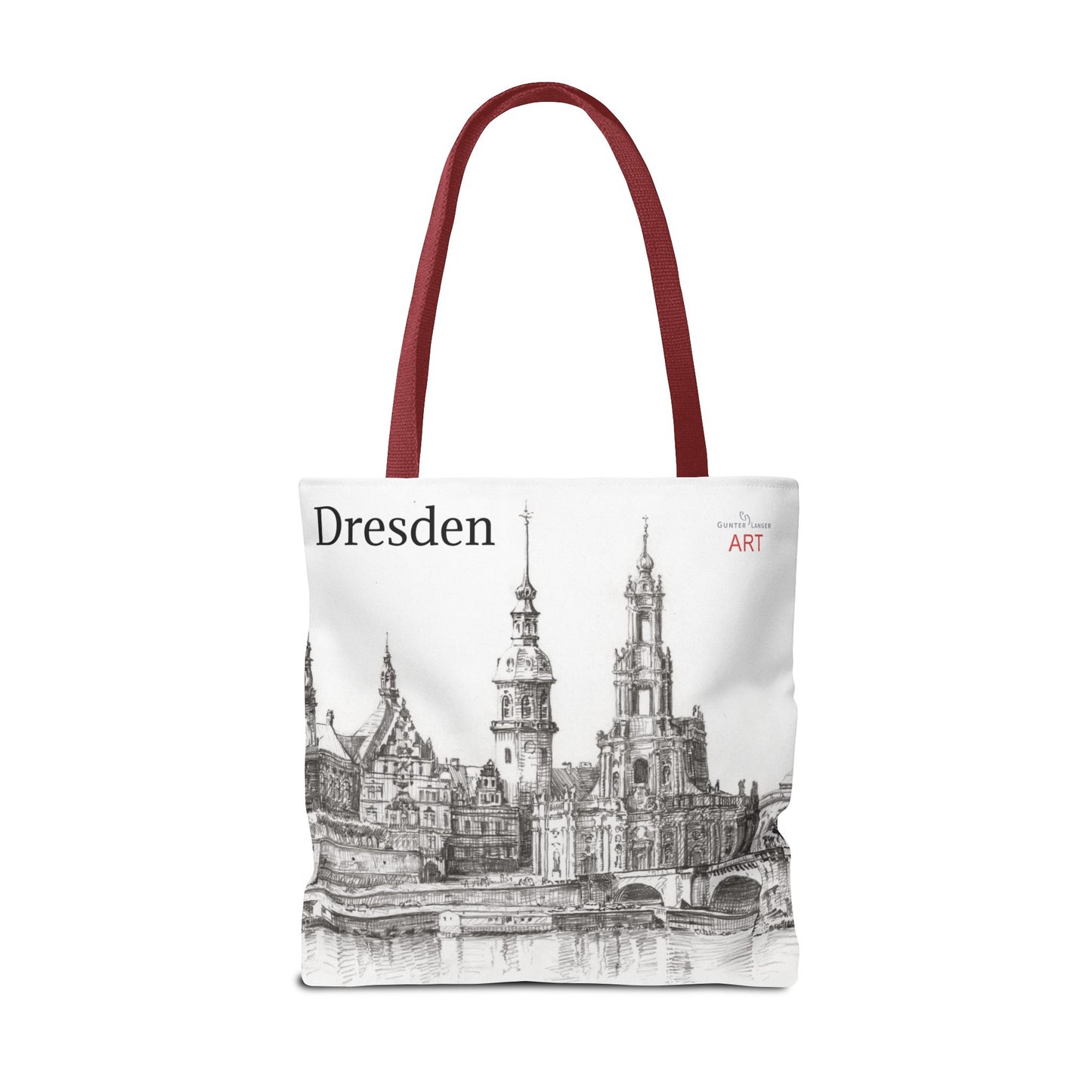 Tote Bag (AOP) - Motiv: Dresden -  Terrassenufer Hofkirche Schloß A01, Bleistift