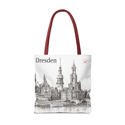 Tote Bag (AOP) - Motiv: Dresden -  Terrassenufer Hofkirche Schloß A01, Bleistift