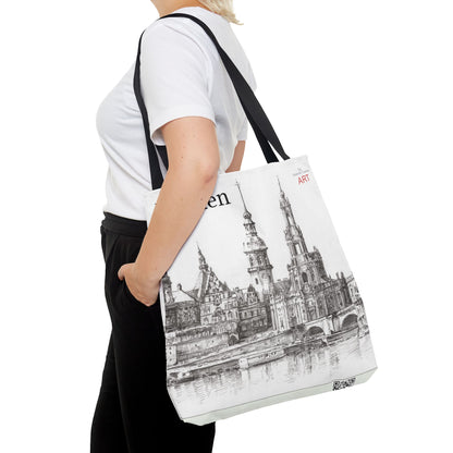 Tote Bag (AOP) - Motiv: Dresden -  Terrassenufer Hofkirche Schloß A01, Bleistift