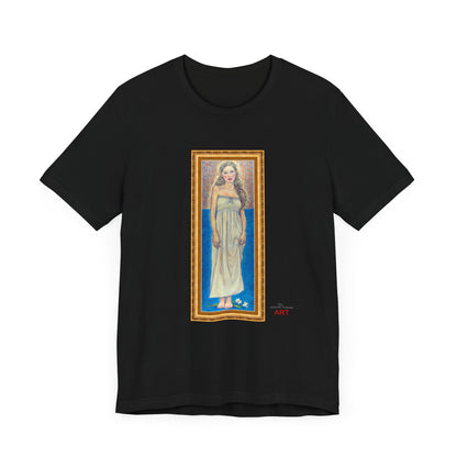 Unisex Jersey Short Sleeve Tee - Motiv: Front Marie, H 35,5 cm Goldrahmen