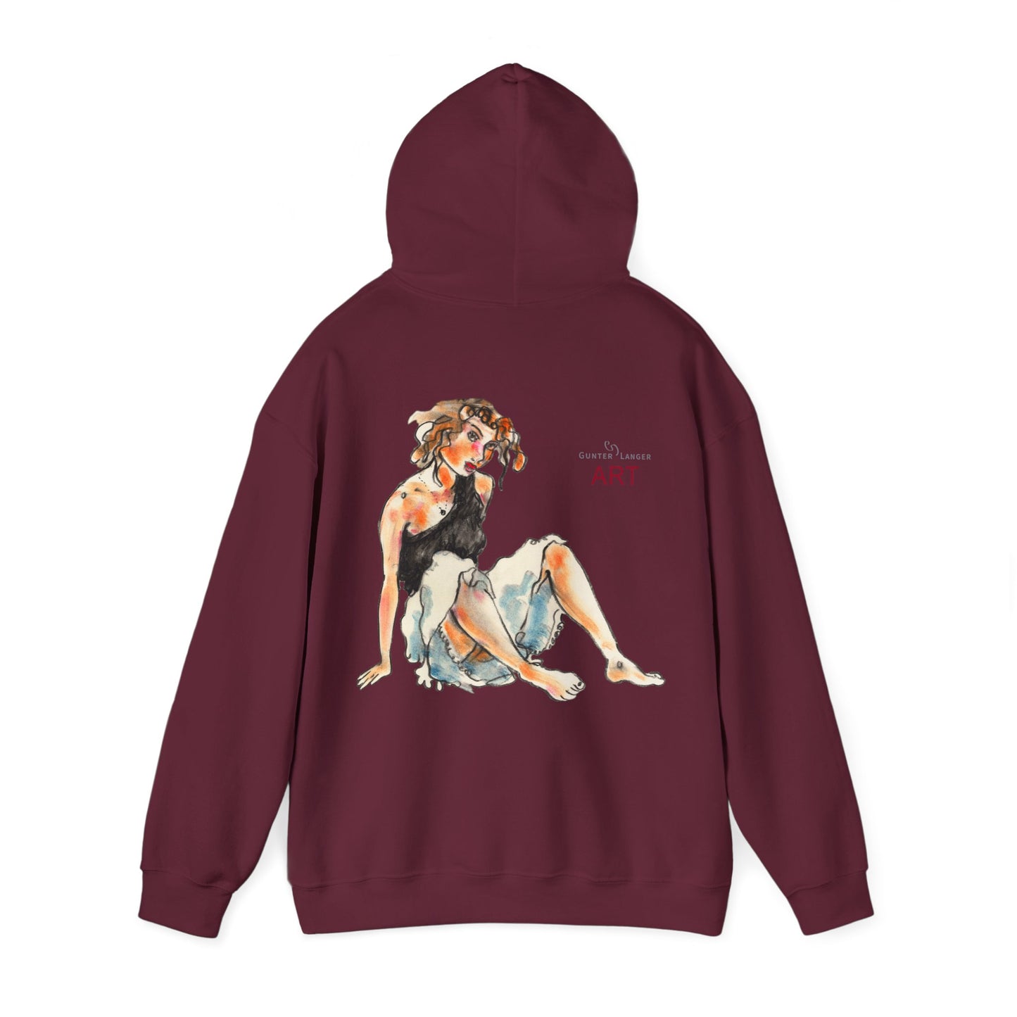 Unisex Heavy Blend™ Hooded Sweatshirt - Motiv Frontseite "Rosa", H 28 cm & Rückseite "Rosa", H 34 cm