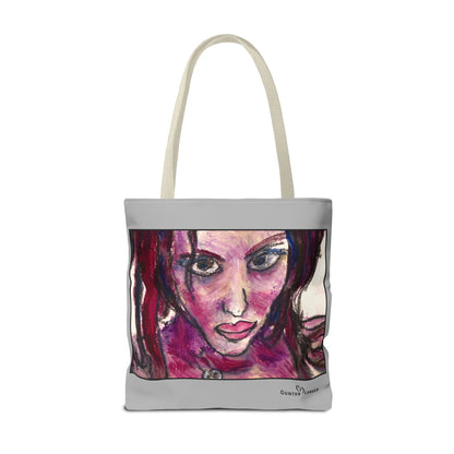 Tote Bag (AOP)- Motiv: Front Lola & Rückseite Lola, Grau