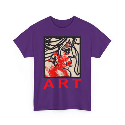 Unisex Heavy Cotton Tee - Motiv: Front, Ria mit Art Rot, H 40 cm
