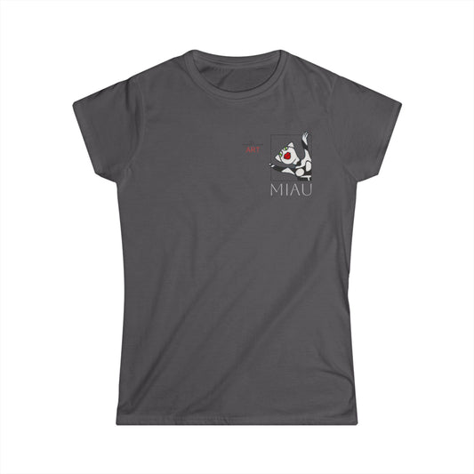 Women's Softstyle Tee - Motiv: Miau, H 9 cm, 2D