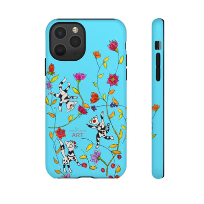 Tough Cases - iPhone - Motiv: Karierte Katzen, blau