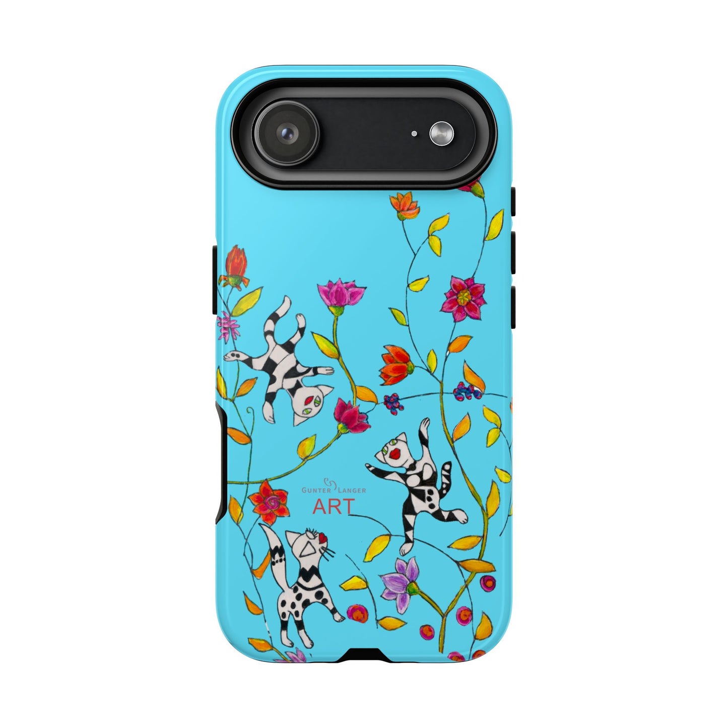 Tough Cases - iPhone - Motiv: Karierte Katzen, blau