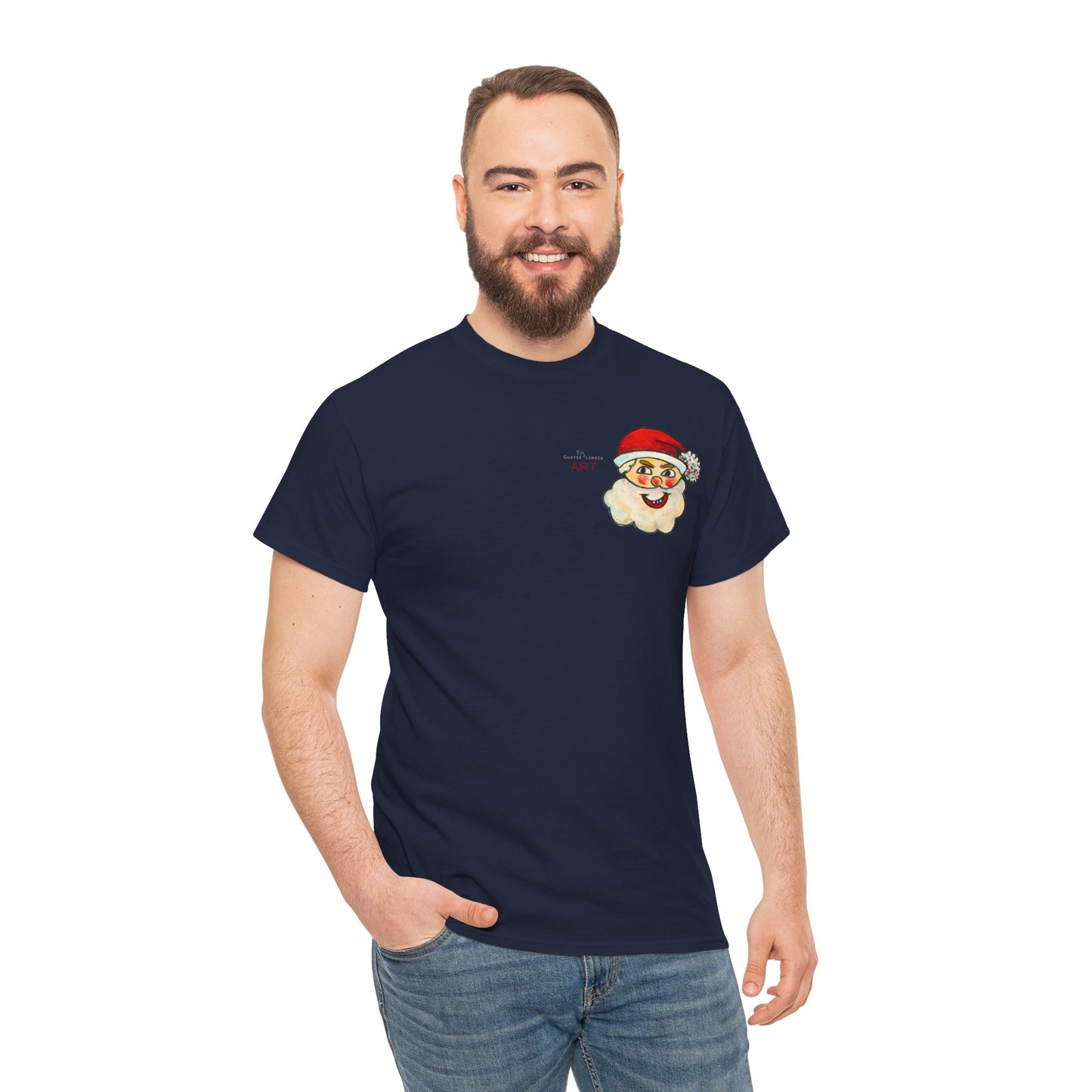 Unisex Heavy Cotton Tee - Motiv: Weihnachtsmann, H 13 cm