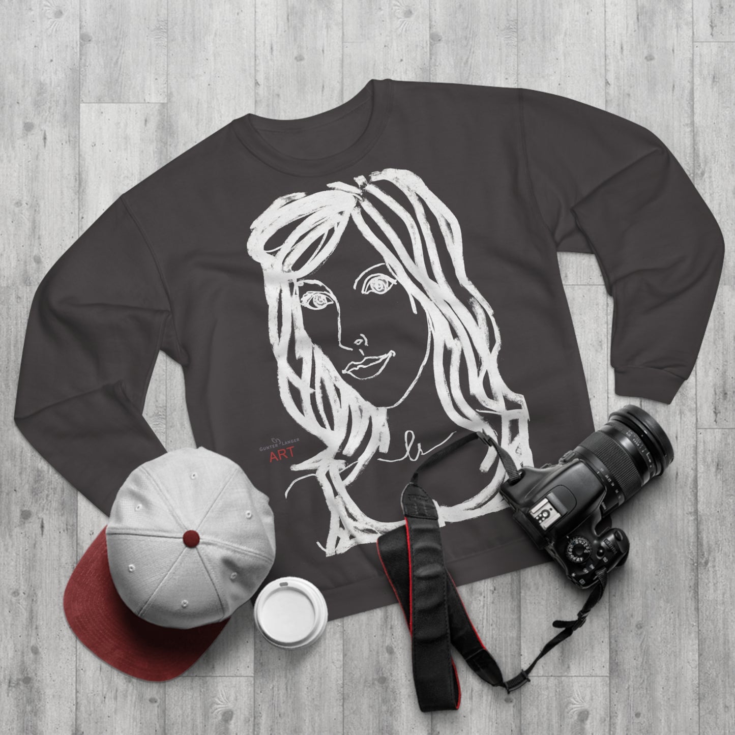 Unisex Crew Neck Sweatshirt (EU) - Motiv: Front Esther &  Rückseite Esther (weiß)