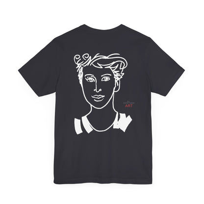 Unisex Jersey Short Sleeve Tee - Motiv: Front H 24,5 cm Lars.  & Rückseite Lars, H 38 cm (weiß)