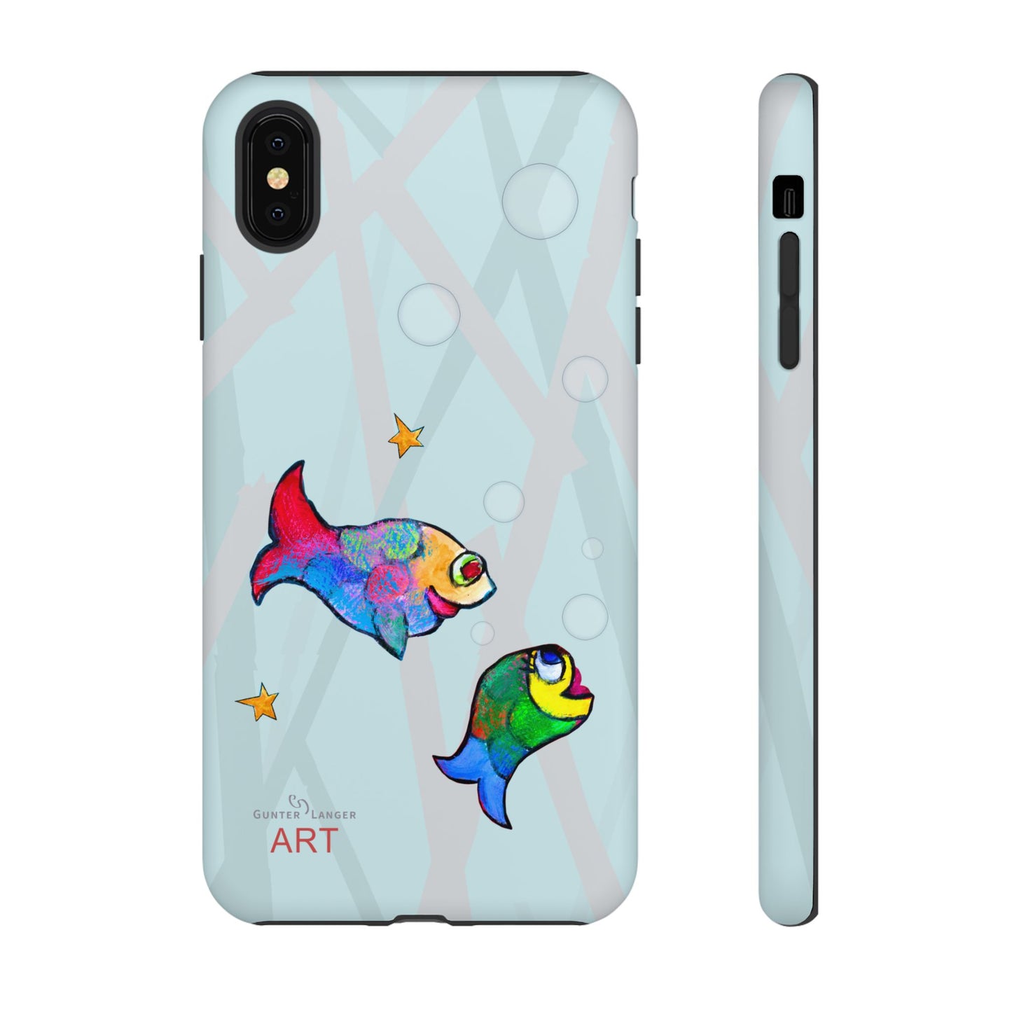 Tough Cases - iPhone - Motiv: "Fische", Mikado blau
