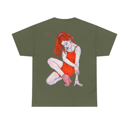 Unisex Heavy Cotton Tee - Motiv:  Front Julia, H25 cm & Rückseite Julia, H 49 cm