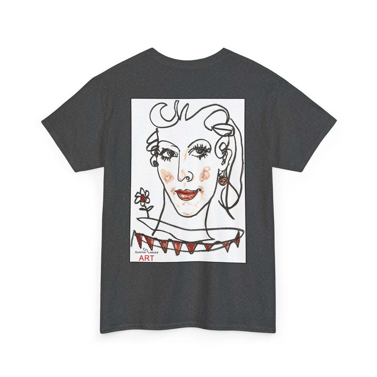 Unisex Heavy Cotton Tee - Motiv: Front Logo & Rückseite Lina, Neck Label