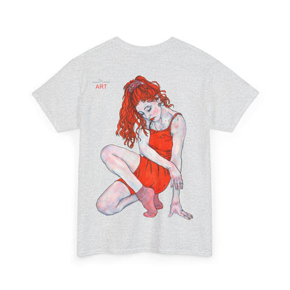 Unisex Heavy Cotton Tee - Motiv:  Front Julia, H25 cm & Rückseite Julia, H 49 cm