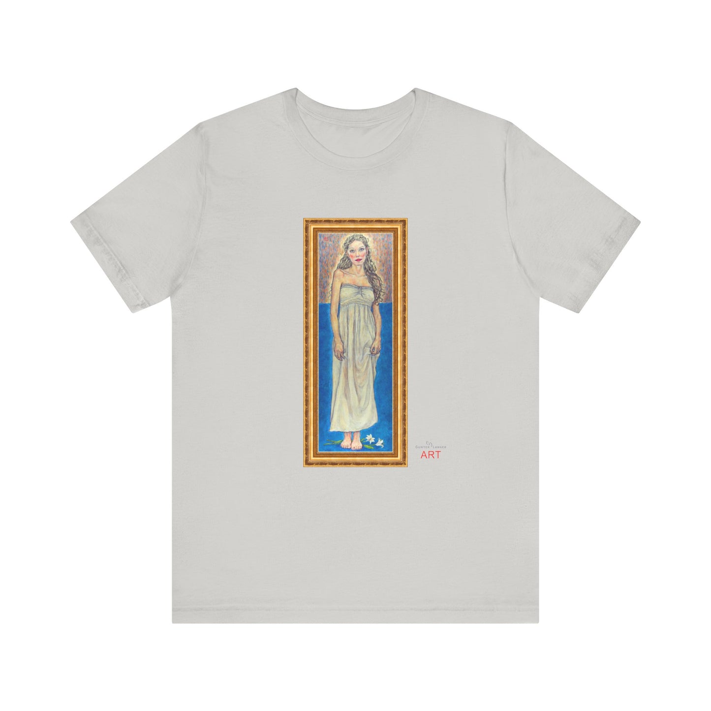 Unisex Jersey Short Sleeve Tee - Motiv: Front Marie, H 35,5 cm Goldrahmen
