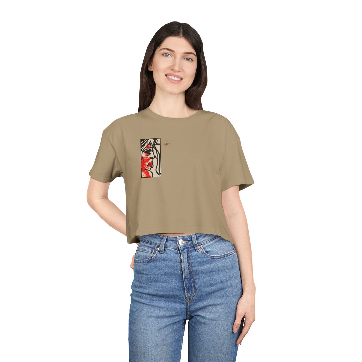 Women's Crop Tee  - Motiv: Front Ria (Ausschnitt H 13,5 cm), & Rückseite Ria, H 24,8 cm