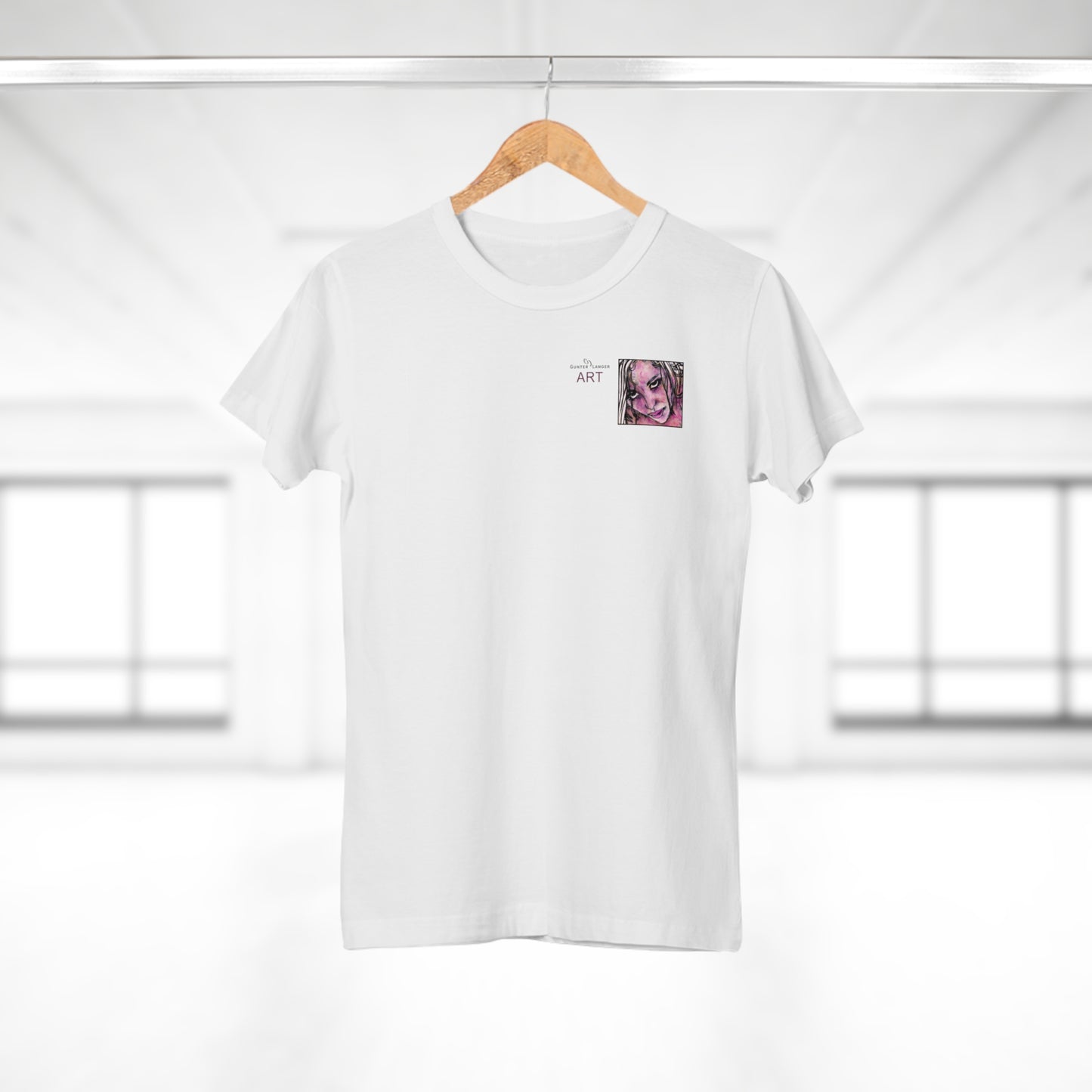 Single Jersey Women's T-shirt - hell - Motiv: Stella, Ausschnitt, H 6,3 cm