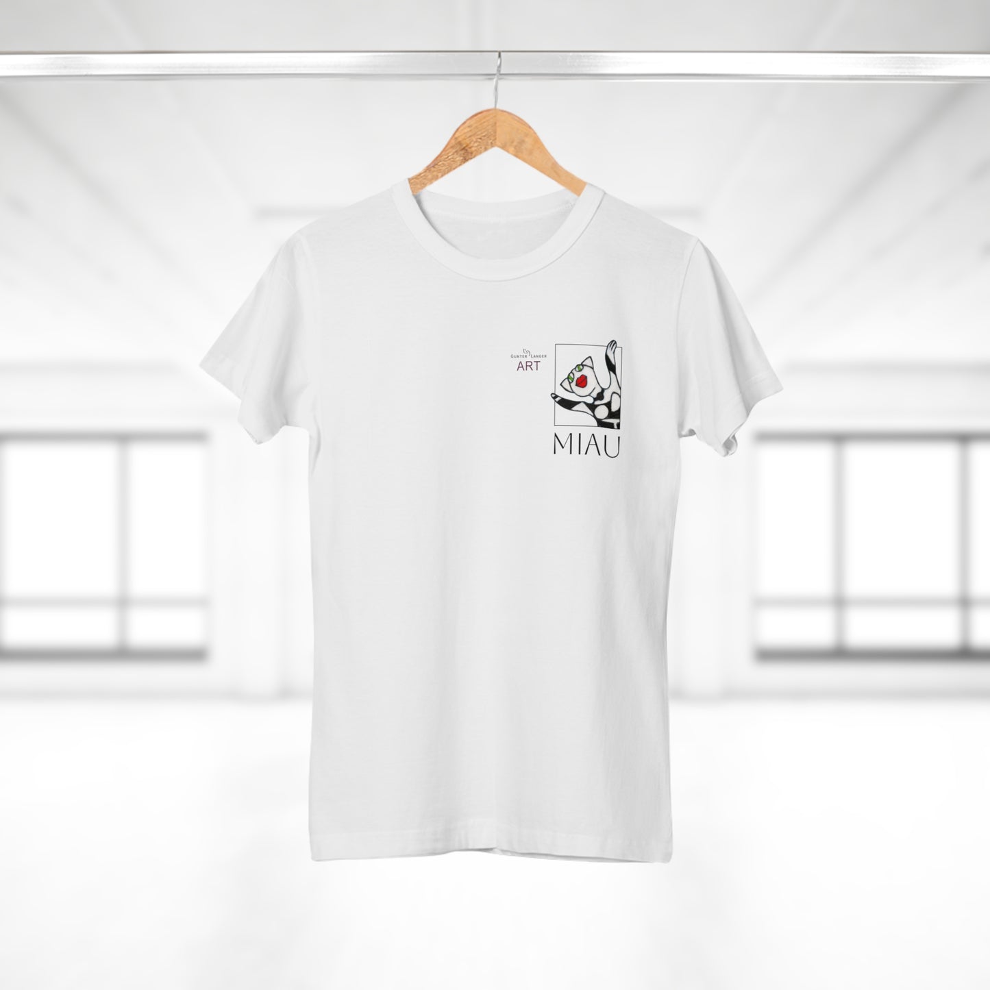 Single Jersey Women's T-shirt - hell - Motiv: Miau, H 9,7 cm