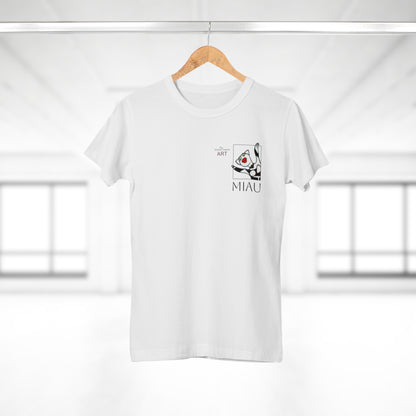 Single Jersey Women's T-shirt - hell - Motiv: Miau, H 9,7 cm