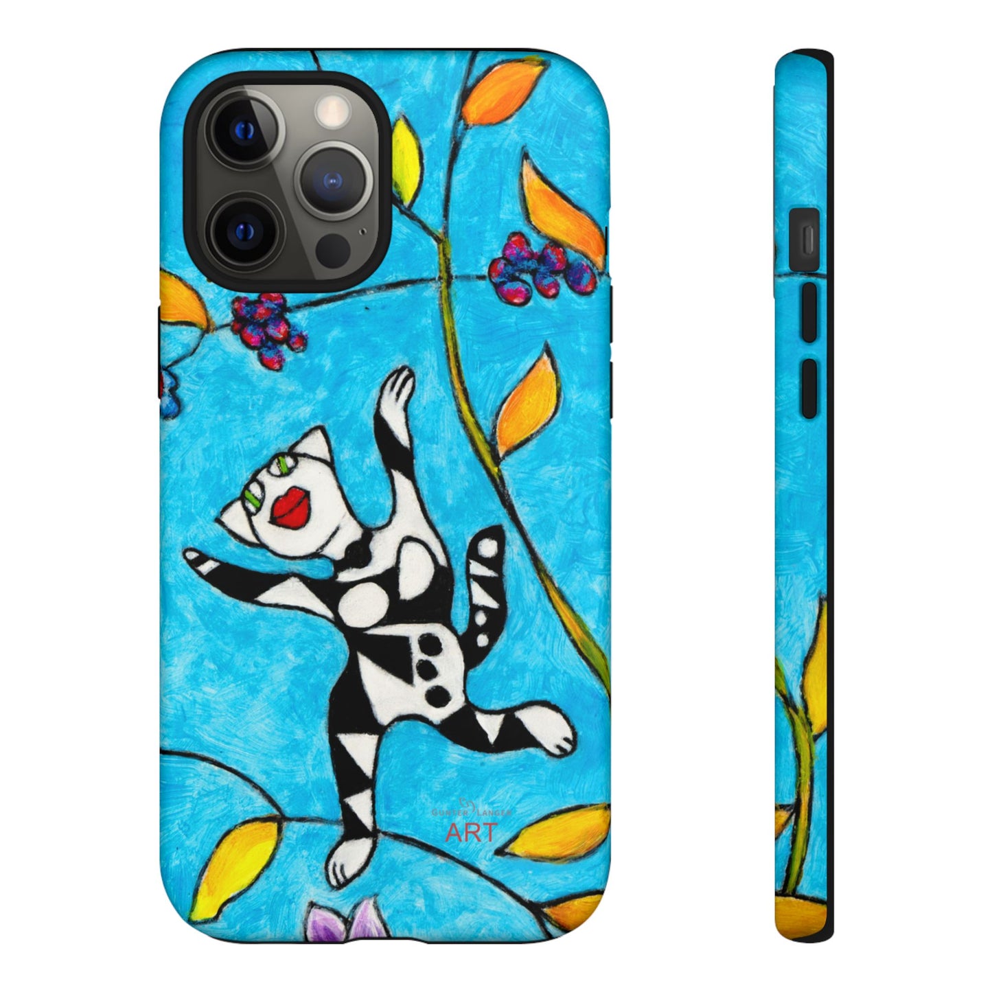 Tough Cases - iPhone - Motiv: Karierte Katze hüpft