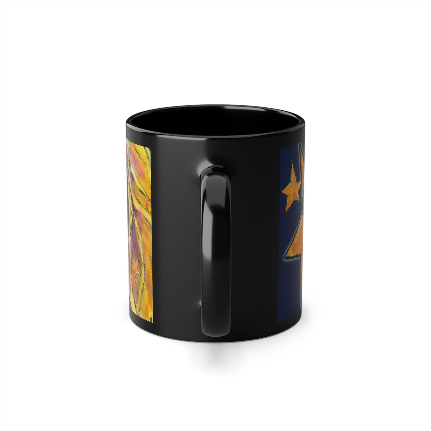 Black Coffee Cup, 11oz - Motiv: Maria, Ausschnitt, Sterne
